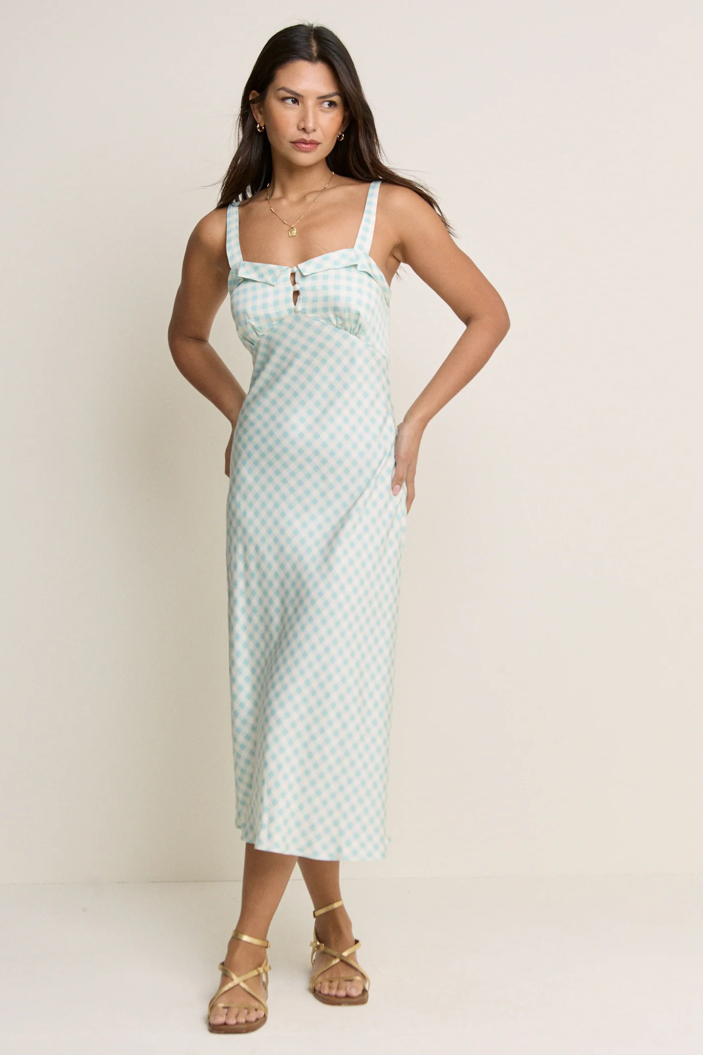 Nobody's Child Blue Gingham Hettie Midi Dress