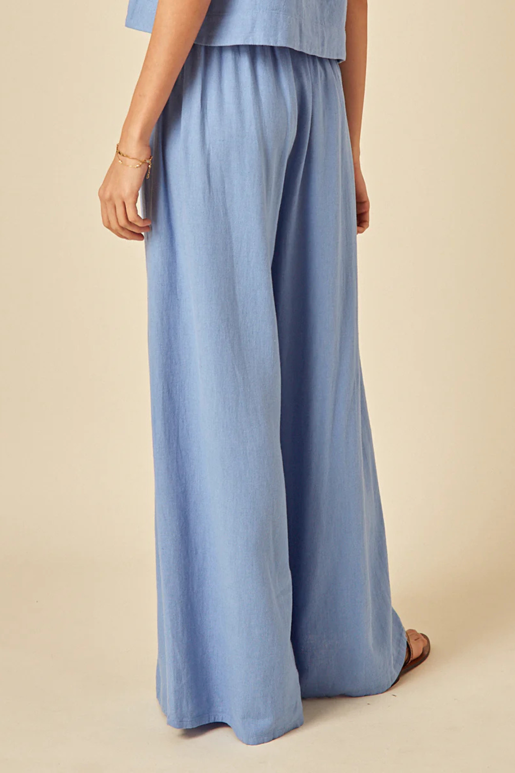 Nobody's Child Jerrow Linen Blend Wide Leg Trousers Blue