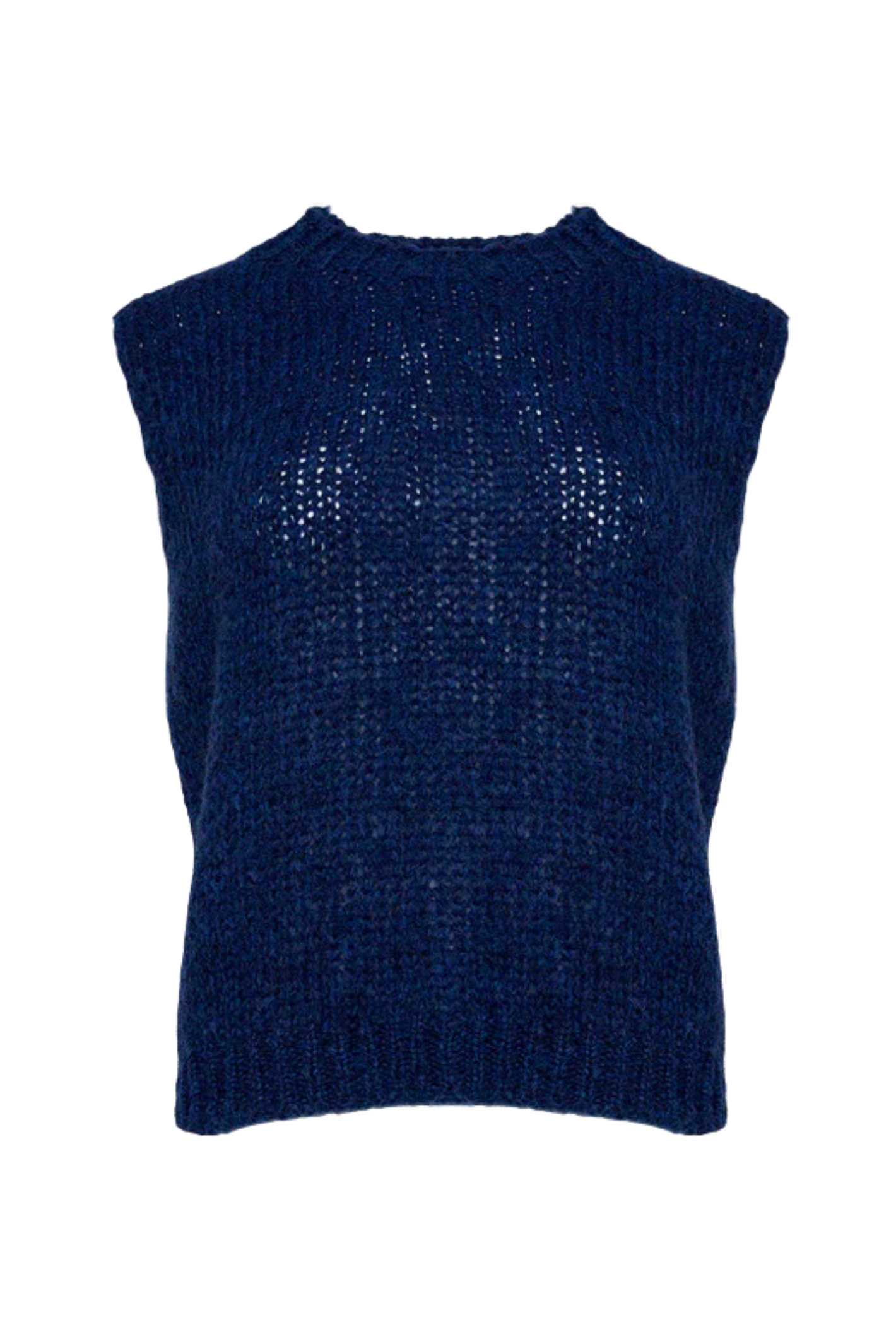 Dotique Noella 11162185 Kala Knit Vest in navy with round neckline and soft knit texture