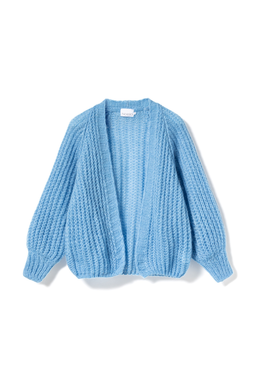 Dotique Noella 12261003 Joseph Knit Cardigan in blue with button-front and ribbed trims