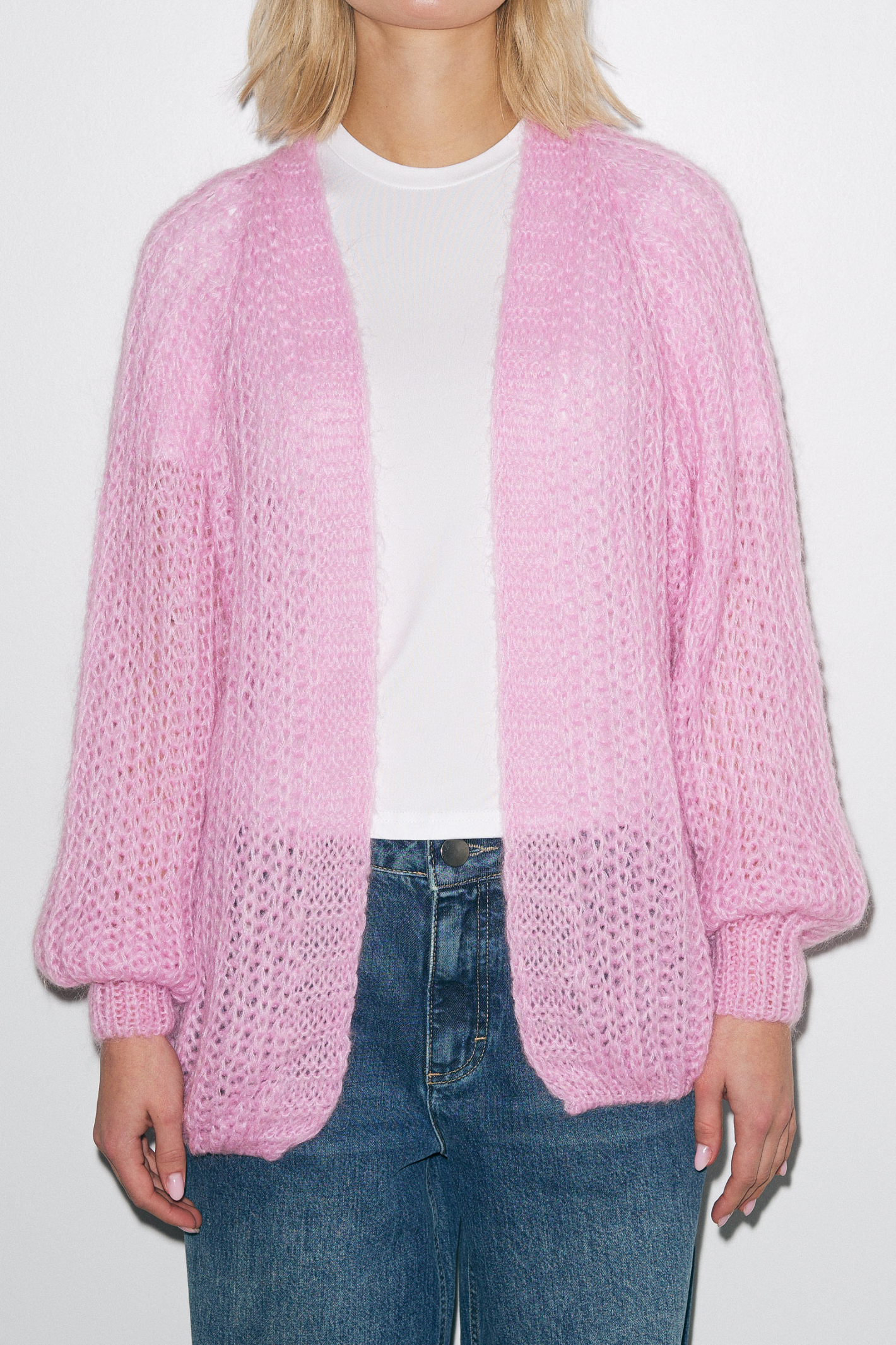 Dotique Noella 12261003 Joseph Knit Cardigan in dusty pink with button-front and ribbed trims