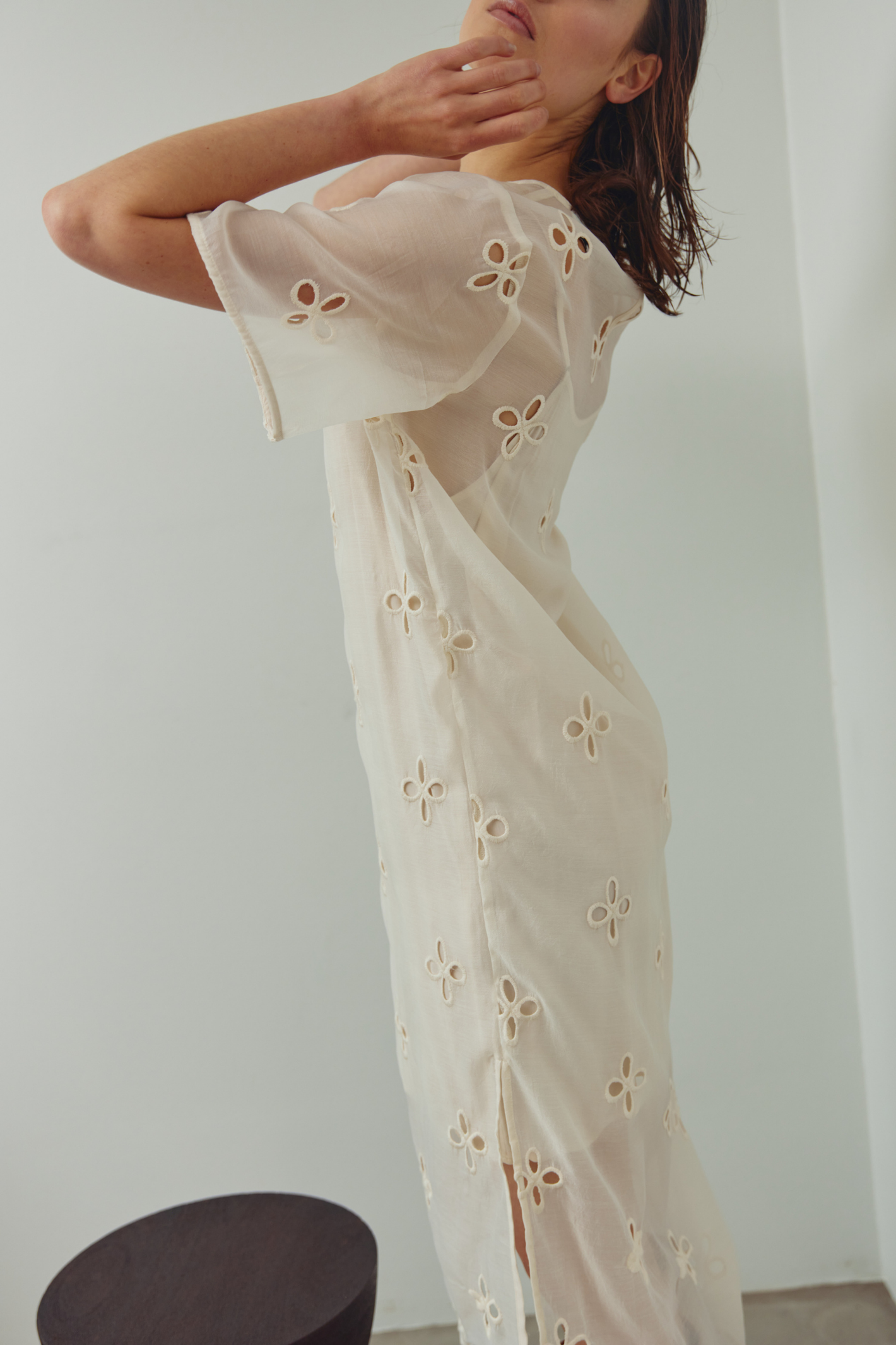 Dotique Noella 15100001 N-Linett Dress in ivory with floral cut-out detailing