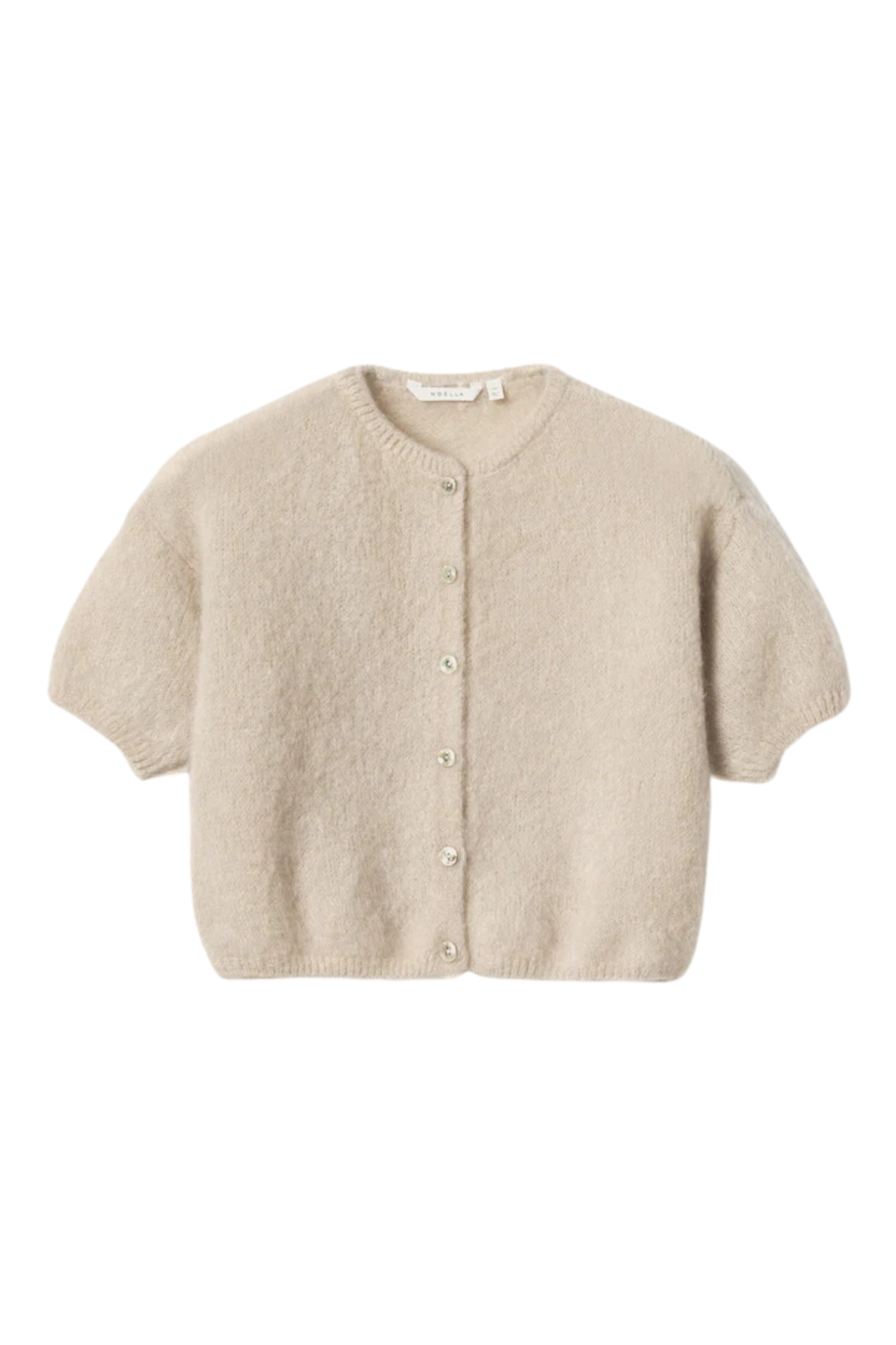 Dotique Noella 15250001 N-Lorell Knit Cardigan in beige with short sleeves and button down front