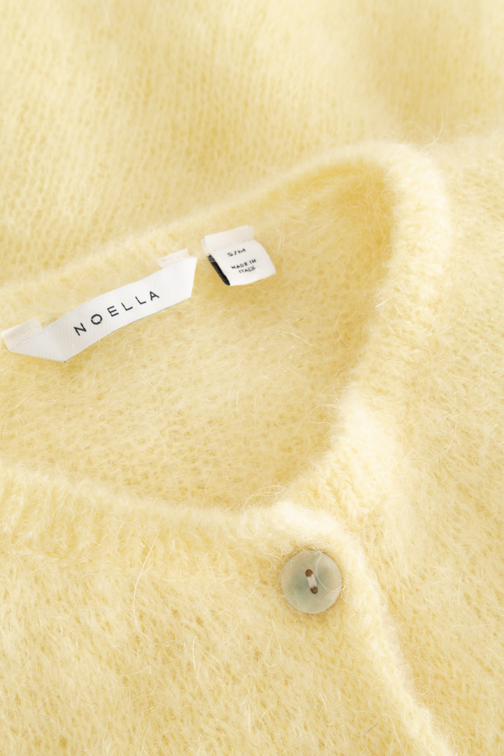 Dotique Noella 15250001 N-Lorell Knit Cardigan in light yellow with short sleeves and button down front
