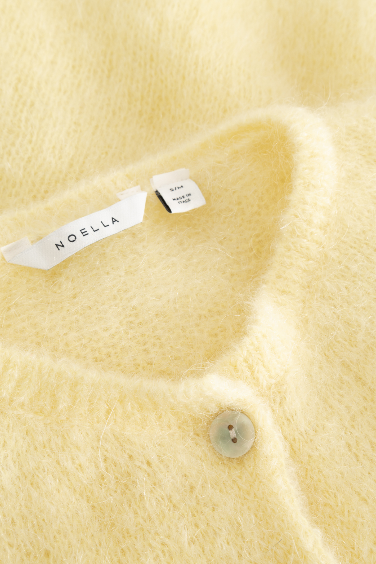 Dotique Noella 15250001 N-Lorell Knit Cardigan in light yellow with short sleeves and button down front