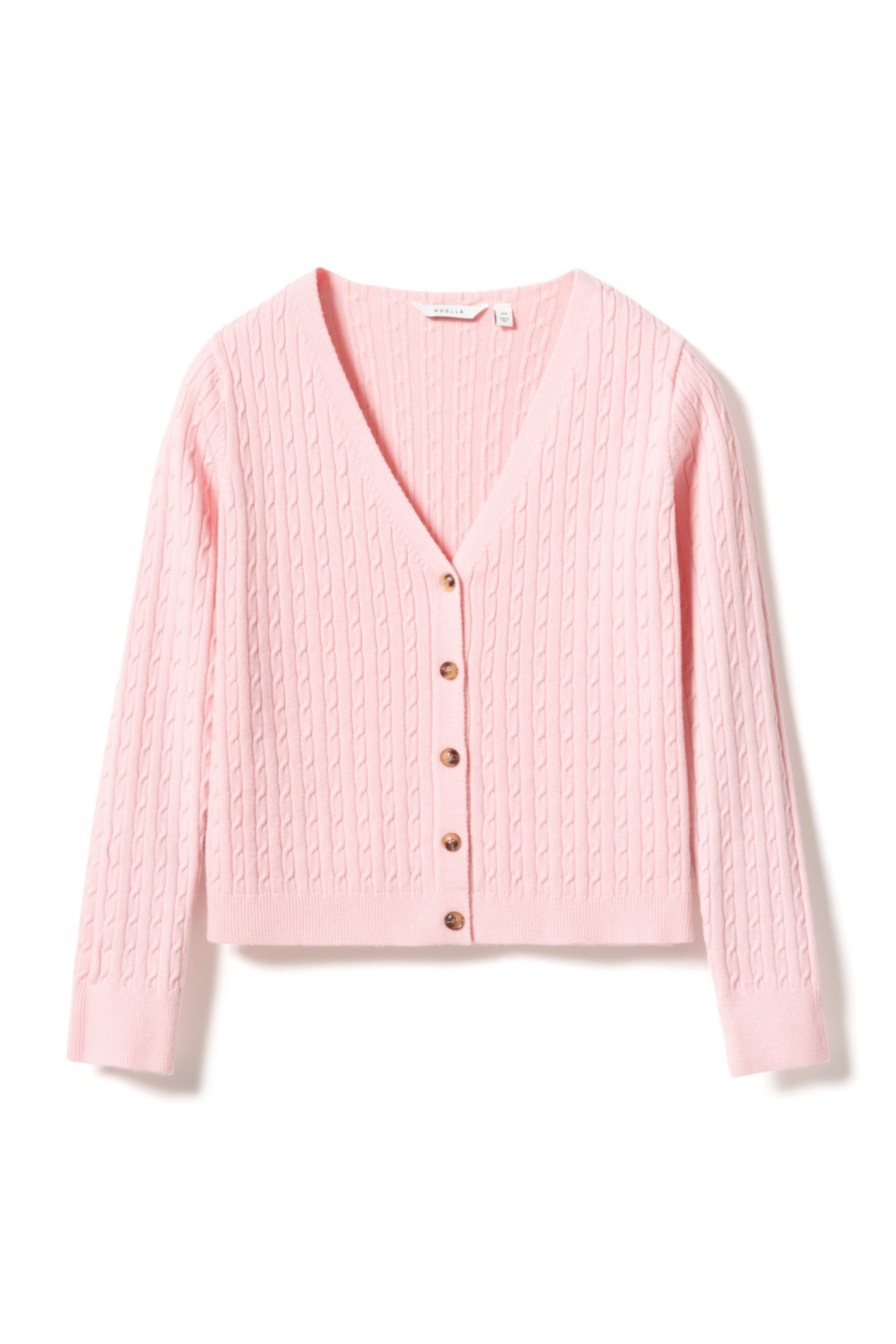 Dotique Noella 15260002 N-Laliah Knit Cardigan in baby pink with cable knit and V-neckline