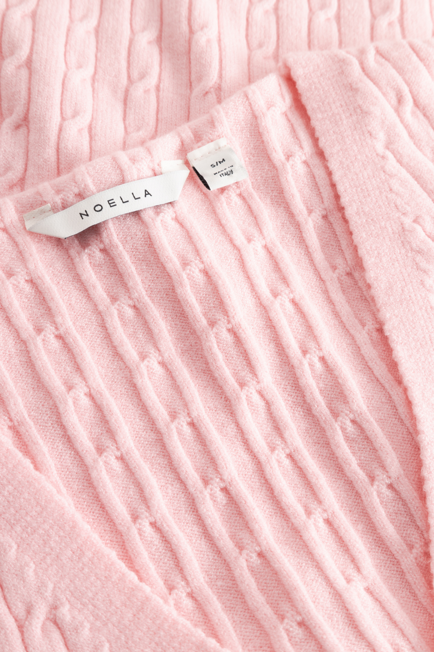 Dotique Noella 15260002 N-Laliah Knit Cardigan in baby pink with cable knit and V-neckline