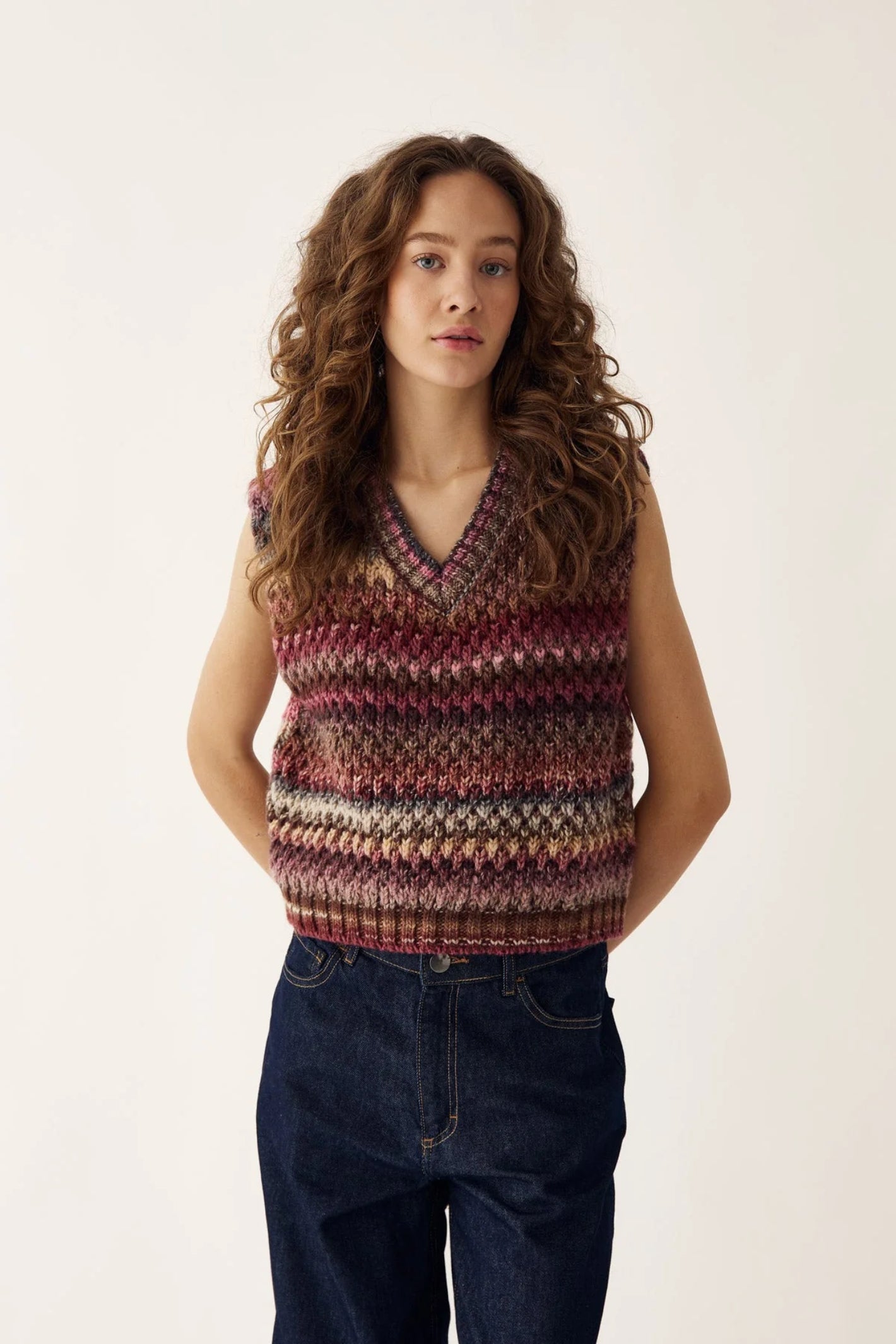 The Noella Gio Knit Vest in Rust Mix brings all the warmth and character of autumn dressing into one beautifully textured piece. Shop Noella at Dotique.