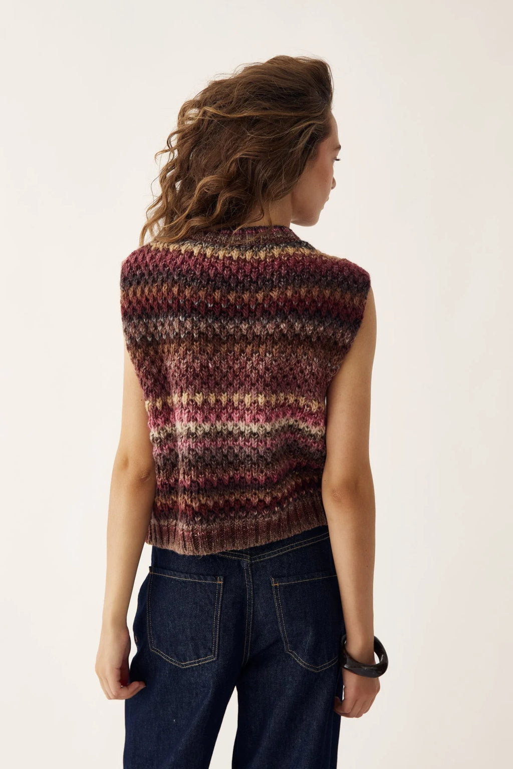 The Noella Gio Knit Vest in Rust Mix brings all the warmth and character of autumn dressing into one beautifully textured piece. Shop Noella at Dotique.