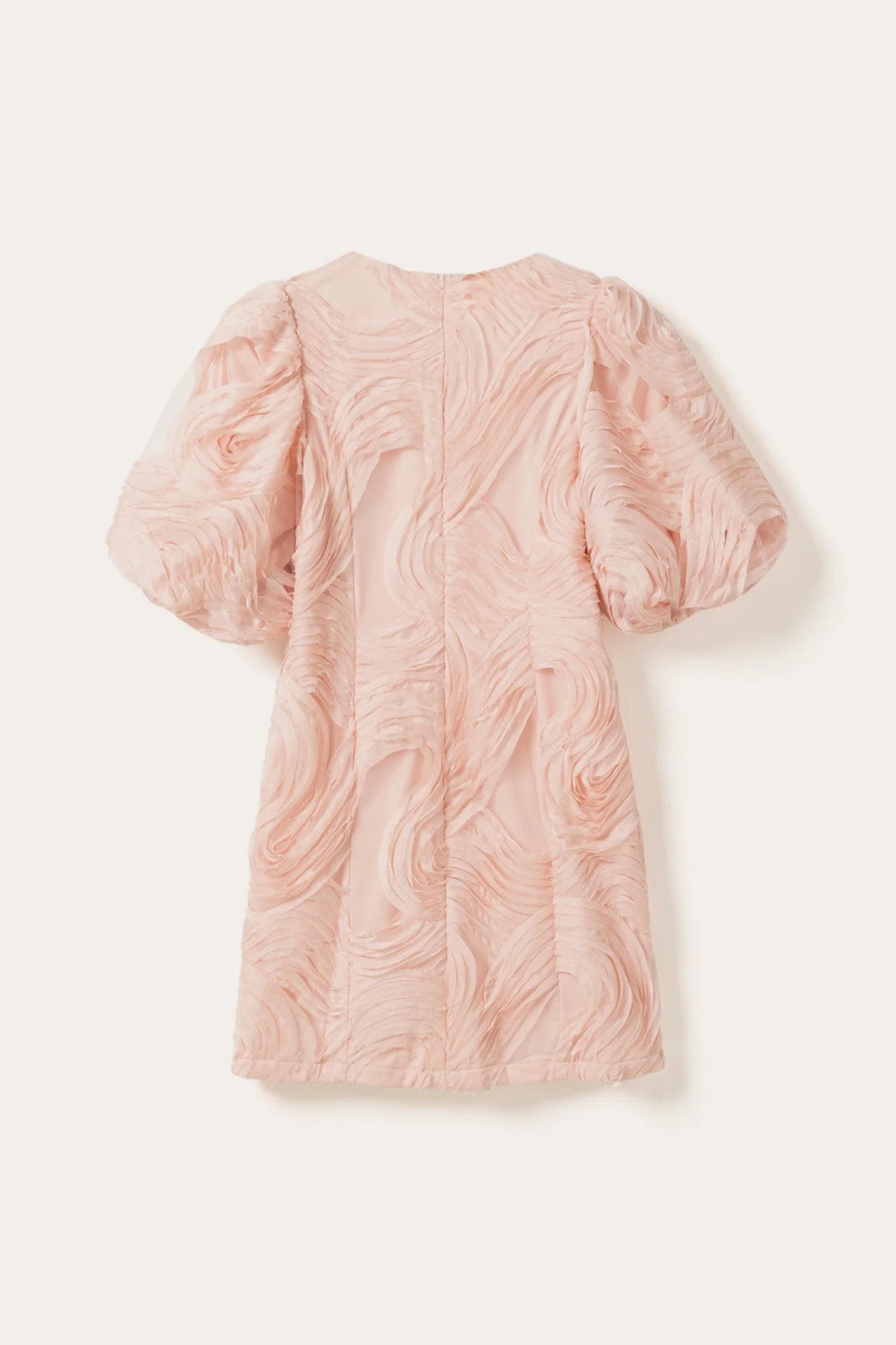 Noella 15430001 N-Michaela Dress Baby Pink by Noella with textured fabric and puff sleeves, shop Noella at Dotique online.