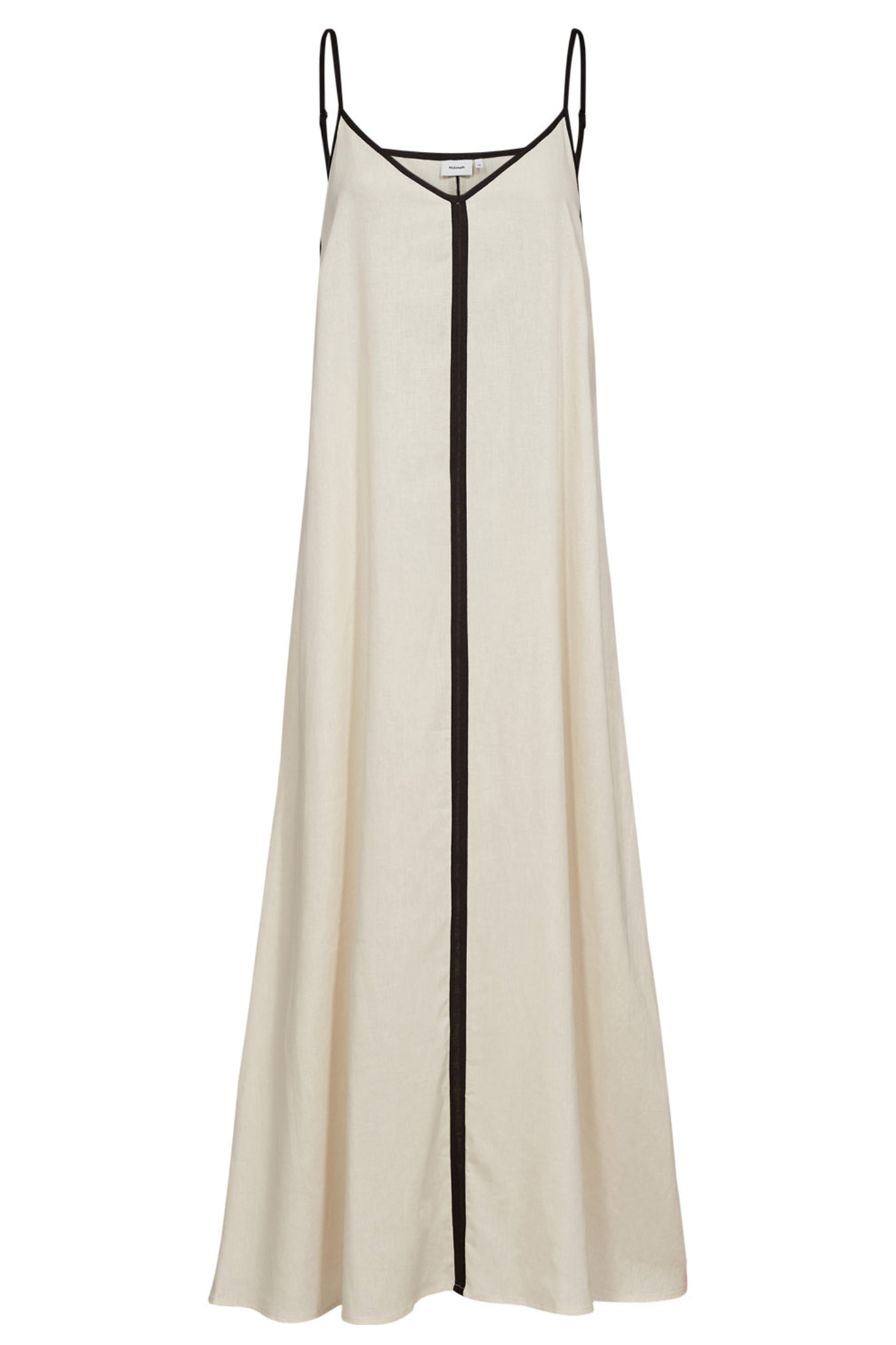 Numph 706765 Nualani Dress Whitecap Gray with black trim and thin straps by Numph, available to shop at Dotique.