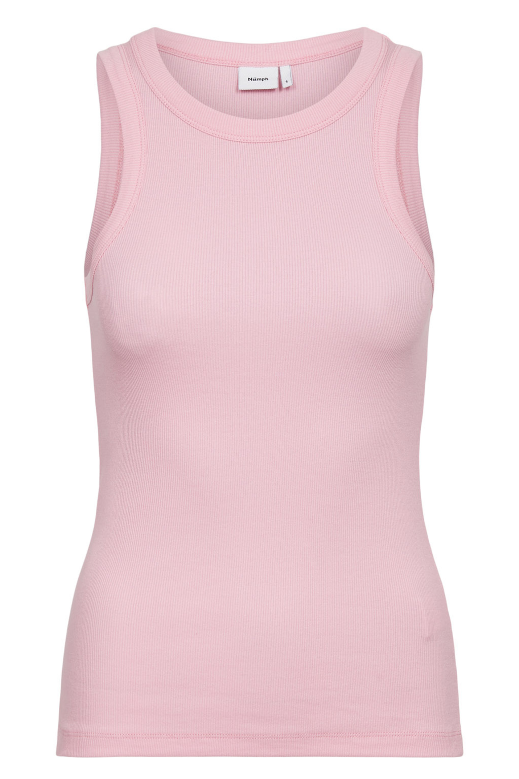 Front view of Numph 706661 Numakeny Tank Top Prism Pink in soft ribbed fabric by Numph, shop Numph at Dotique.