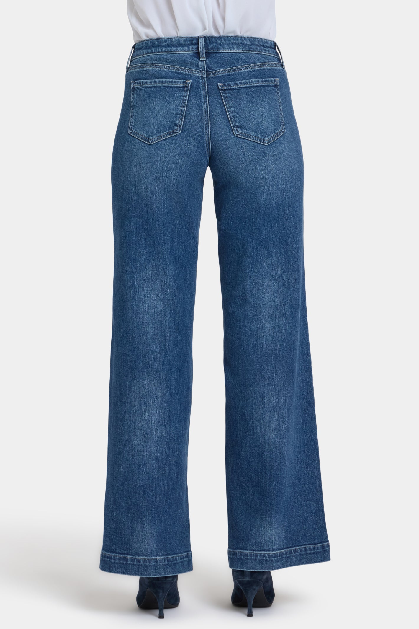 NYDJ Teresa Wide Leg Medium Blue Jeans Lake Notre Dame 33" by NYDJ, shop NYDJ at Dotique.