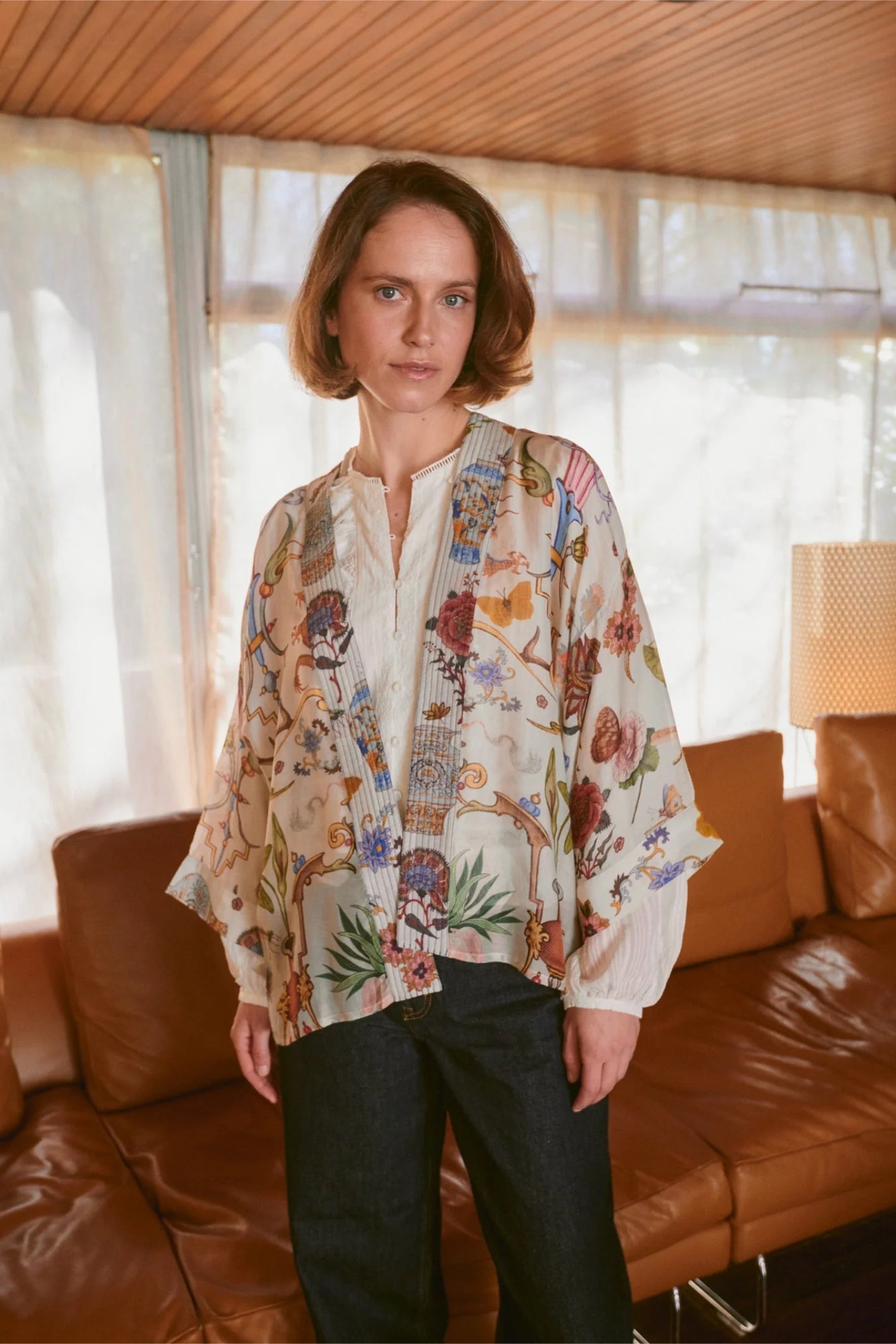 One Hundred Stars KIMCORIVO Cornucopia Ivory Kimono