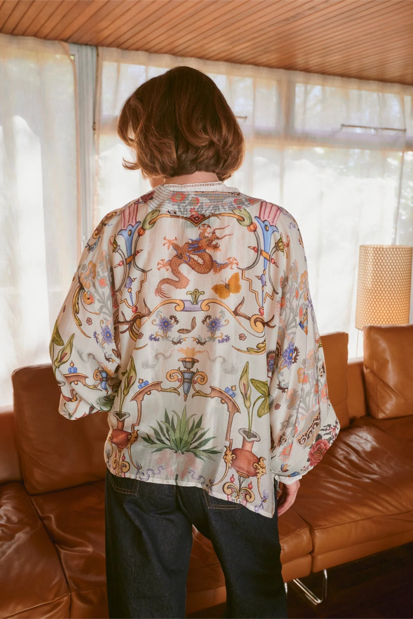 One Hundred Stars KIMCORIVO Cornucopia Ivory Kimono