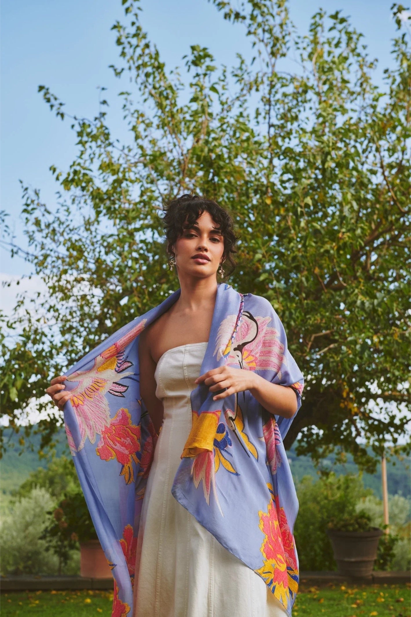 One Hundred Stars SCACRAPWK Crane Periwinkle Scarf