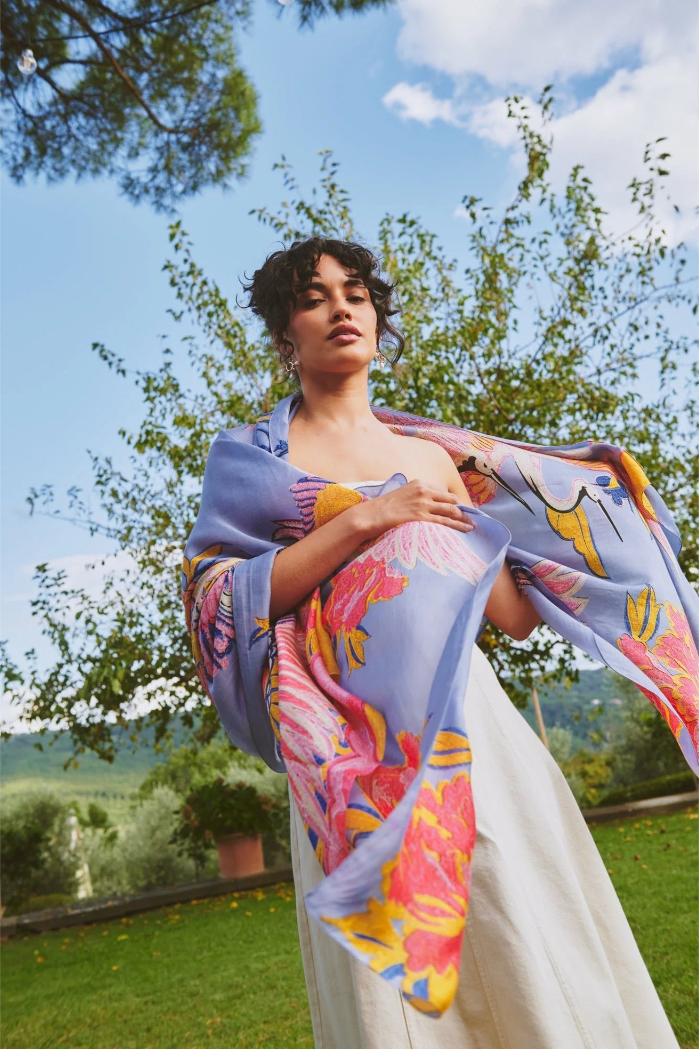 One Hundred Stars SCACRAPWK Crane Periwinkle Scarf