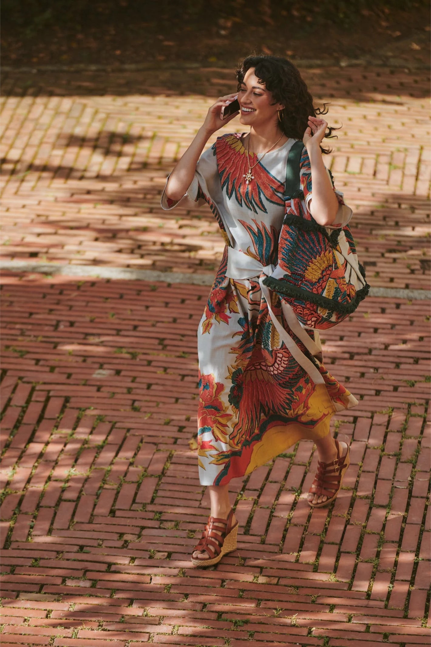 Woman outdoors wearing One Hundred Stars DOBCRASTO Crane Stone Obi Dress by One Hundred Stars shop Dotique online sale