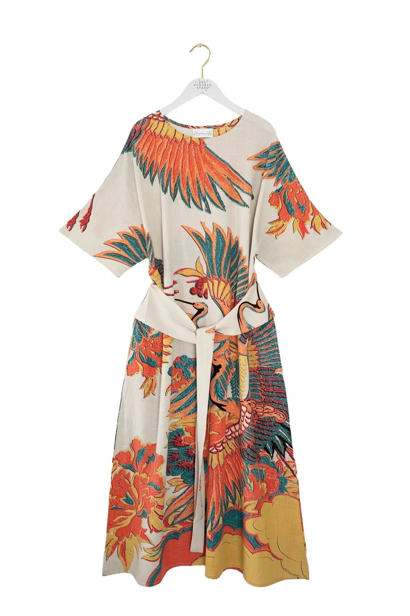 One Hundred Stars DOBCRASTO Crane Stone Obi Dress by One Hundred Stars available to shop at Dotique online