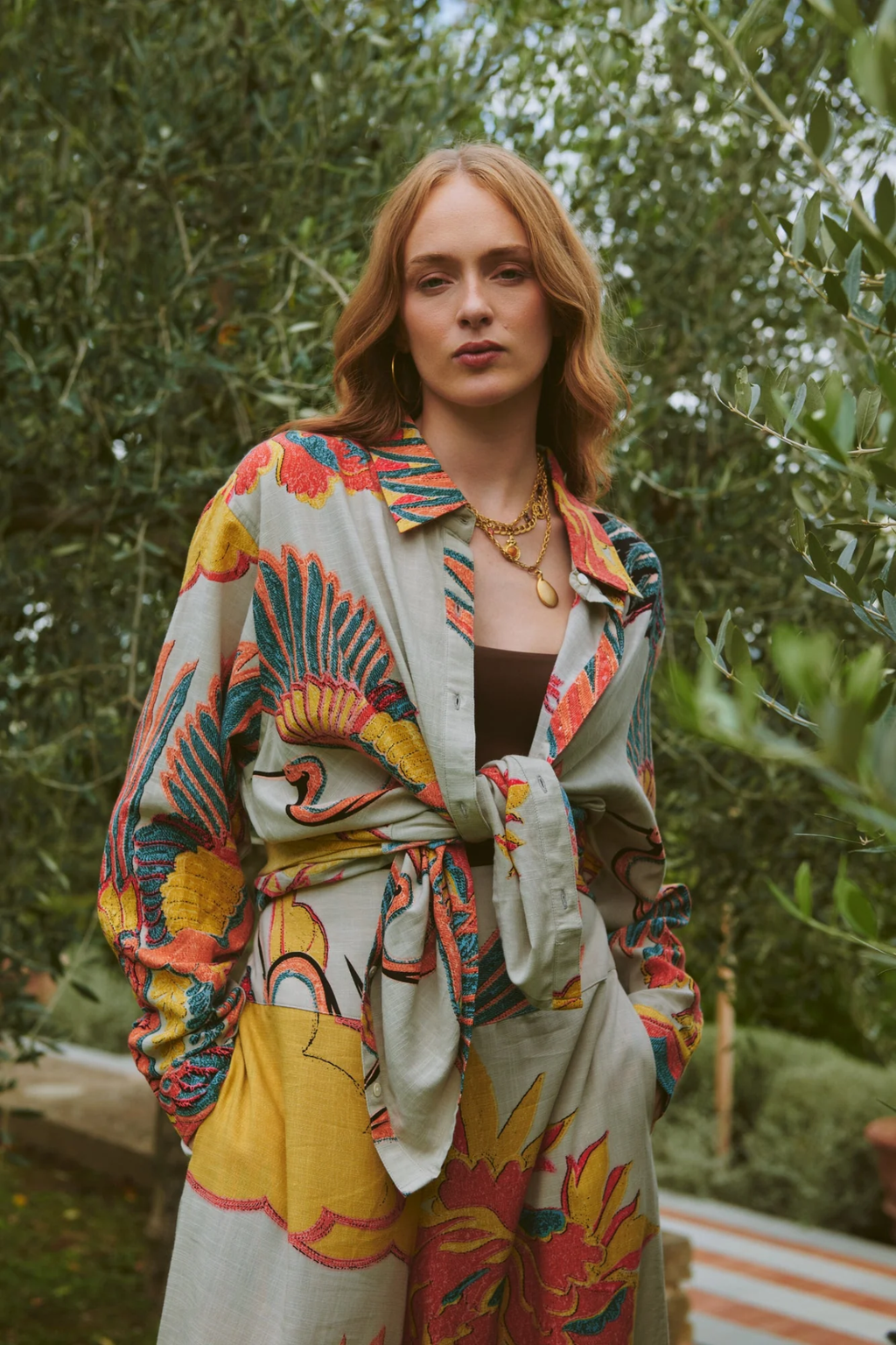 Oversized Crane Stone shirt by One Hundred Stars in a premium modal-cupro blend. Easy, relaxed style with fluid drape — perfect for layering or as a stand-alone piece. Shop at Dotique.