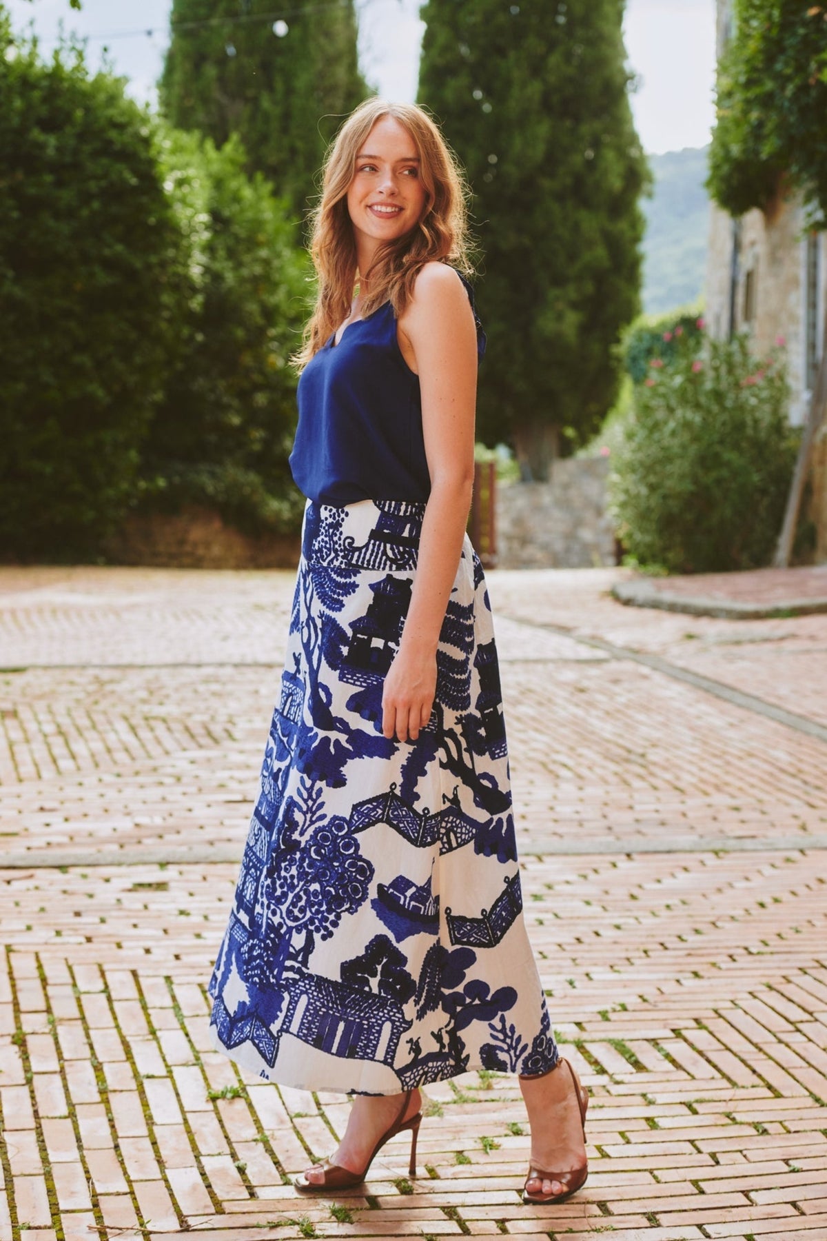 One Hundred Stars Giant Willow Blue A-Line Skirt, official product photograph. Shop One Hundred Stars at Dotique.