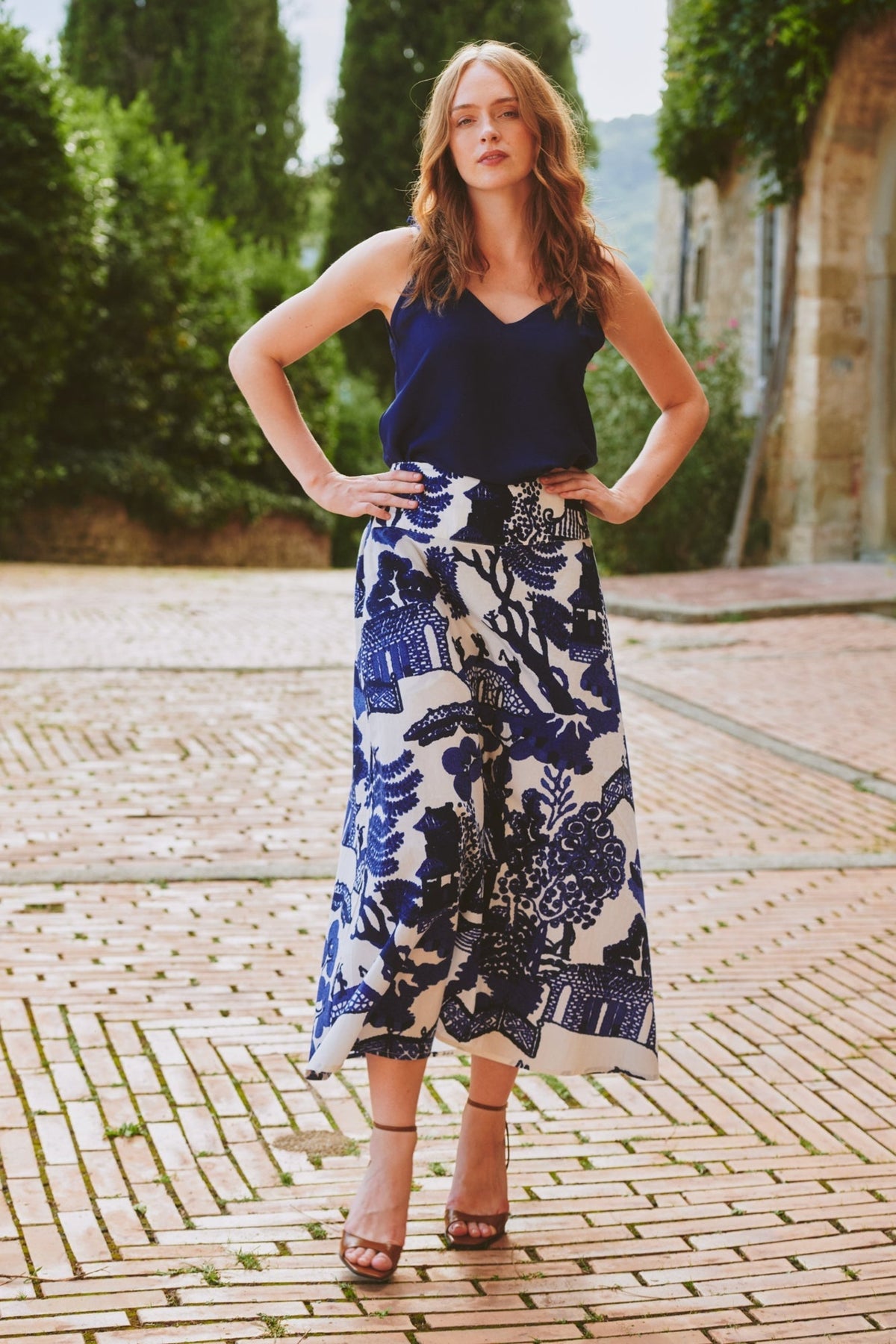 One Hundred Stars Giant Willow Blue A-Line Skirt, official product photograph. Shop One Hundred Stars at Dotique.
