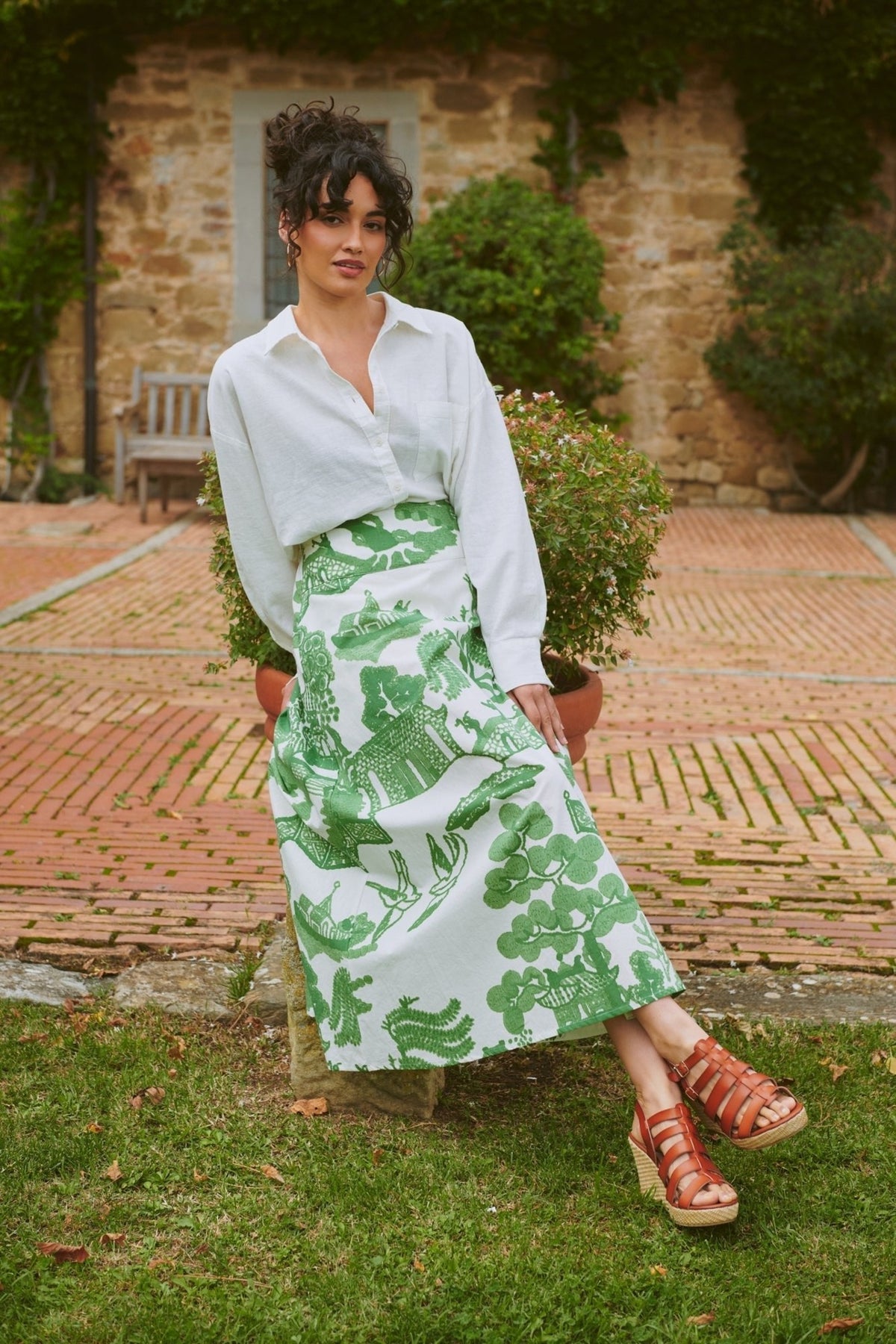 One Hundred Stars Giant Willow Green A-Line Skirt, official product photograph. Shop One Hundred Stars at Dotique.