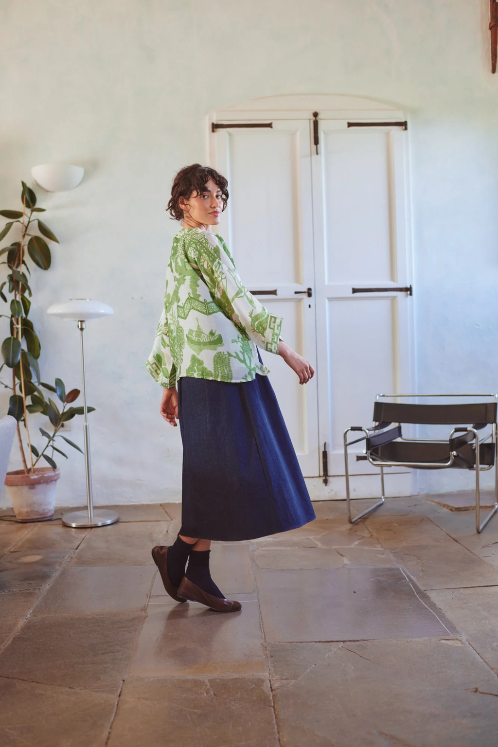 Giant Willow Green kimono by One Hundred Stars in a premium modal-cupro blend. Lightweight, fluid and perfect for layering over dresses, tops or swimwear. Shop at Dotique.