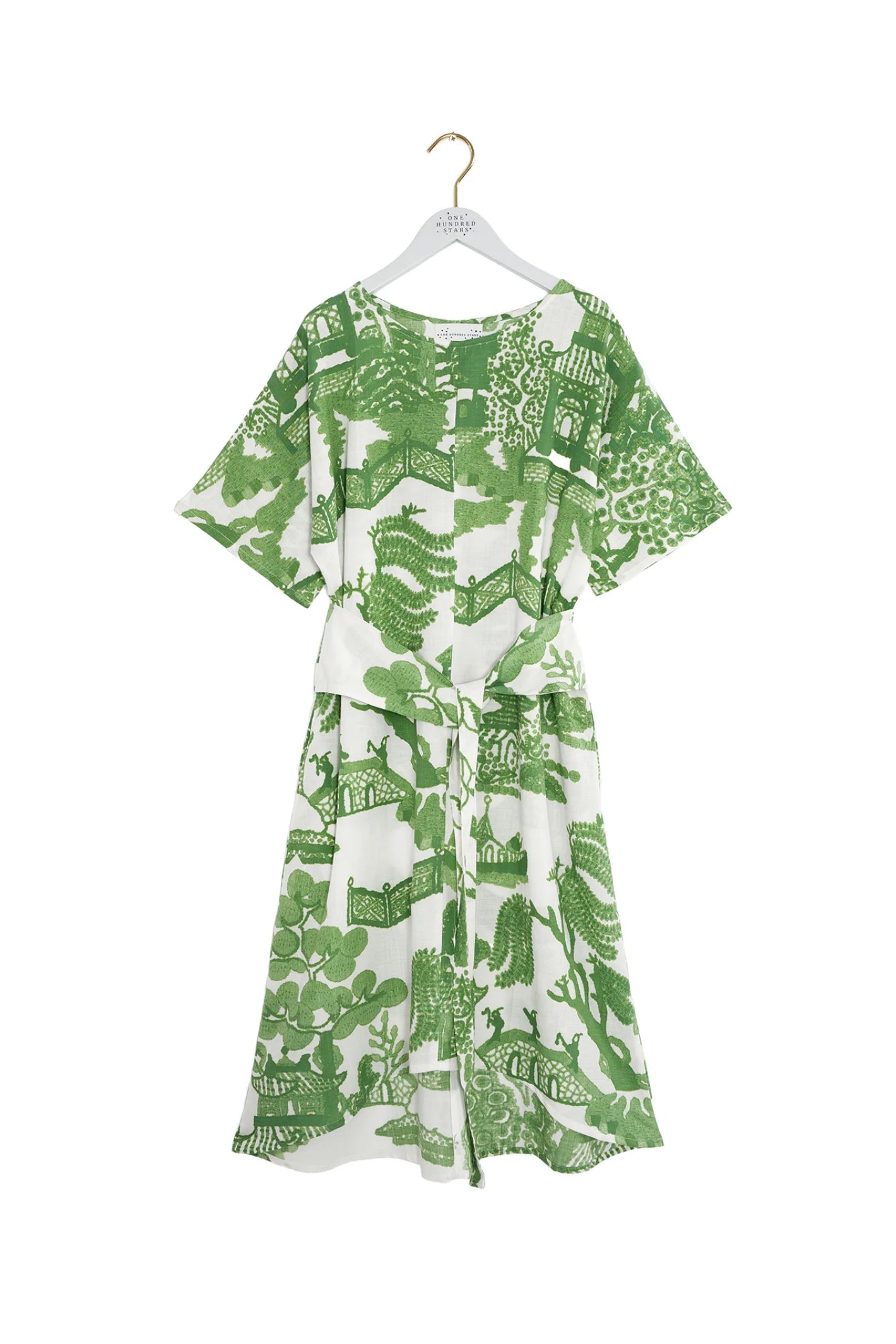 One Hundred Stars DOBGIWGRN Giant Willow Green Obi Dress