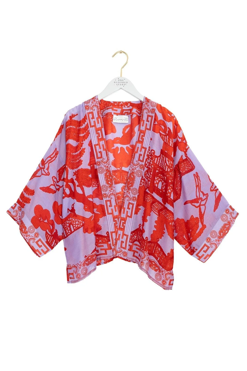 Giant Willow Violet kimono by One Hundred Stars in a premium modal-cupro blend. Lightweight, fluid and perfect for layering over tops, dresses or swimwear. Shop at Dotique.