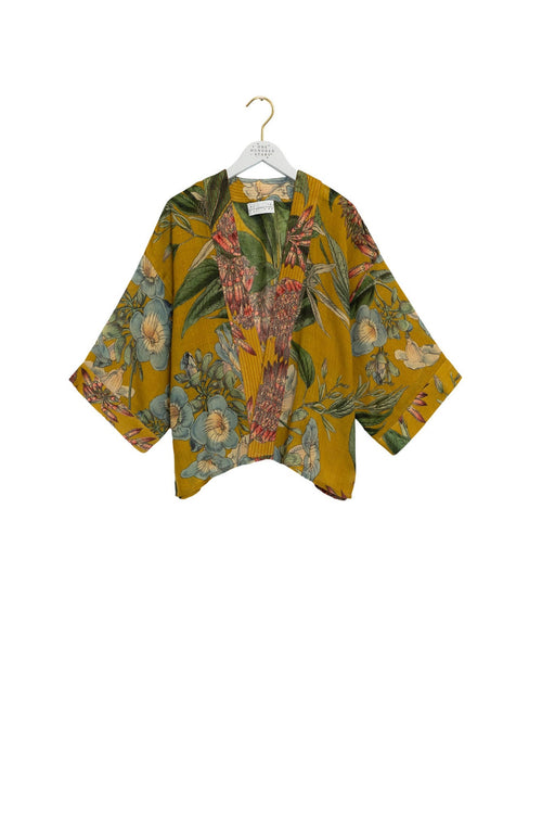Rhodoleia Gold Wool Kimono by One Hundred Stars, view 2. Shop One Hundred Stars at Dotique.