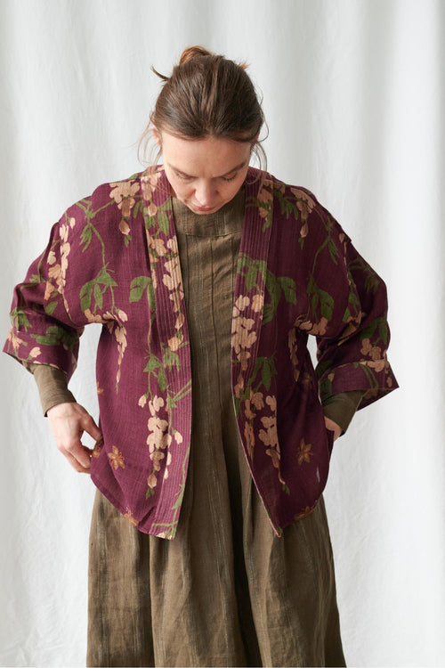 Wisteria Plum Wool Kimono by One Hundred Stars, view 1. Shop One Hundred Stars at Dotique.