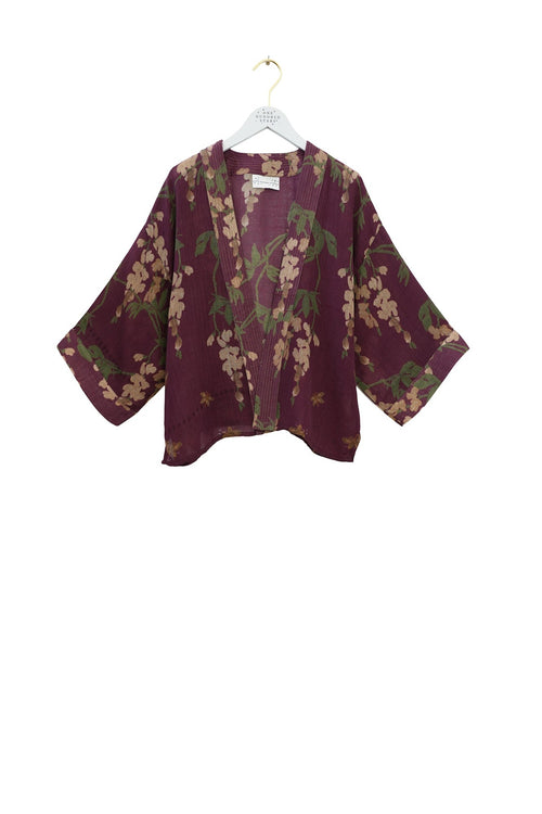Wisteria Plum Wool Kimono by One Hundred Stars, view 2. Shop One Hundred Stars at Dotique.
