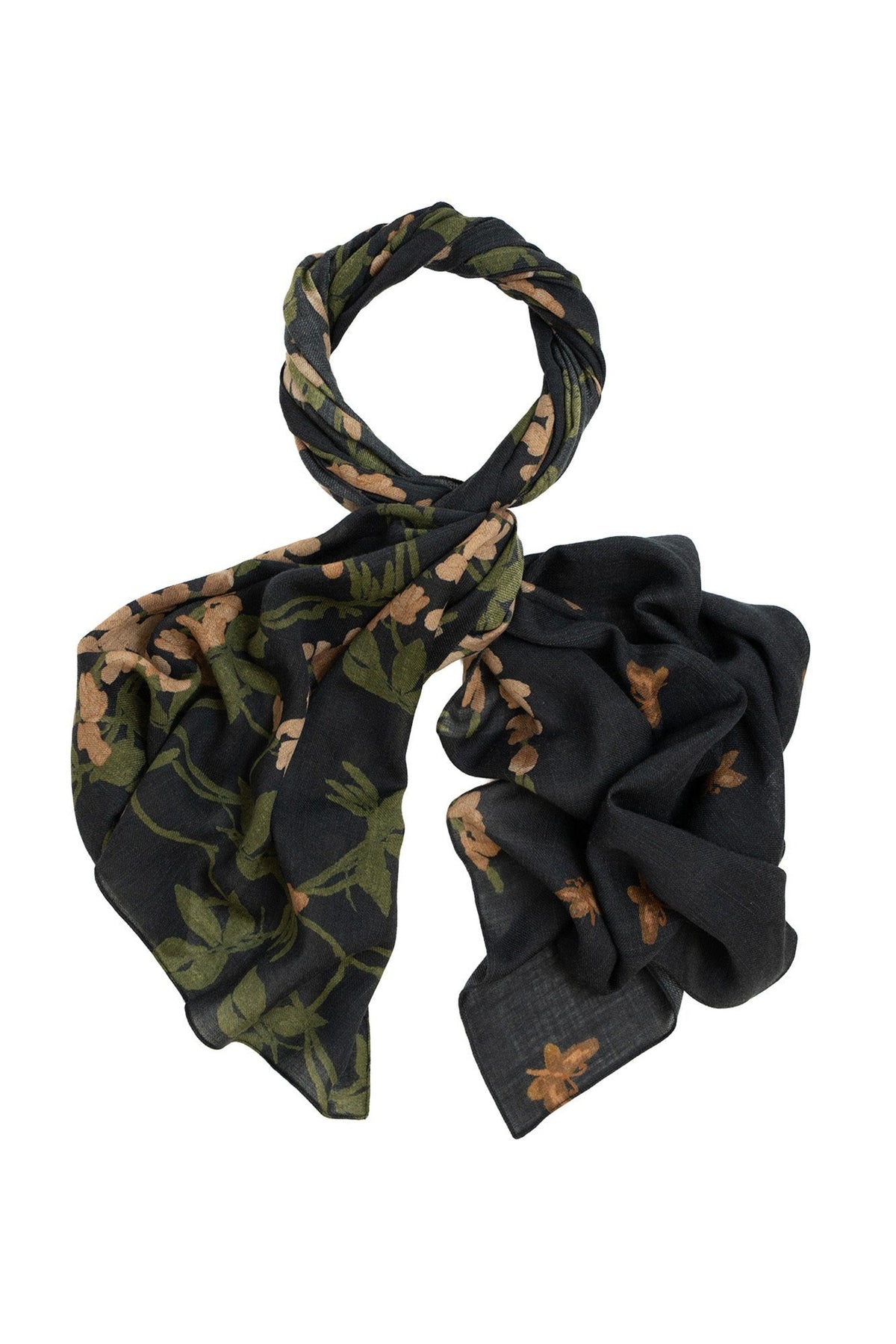 Wisteria Black Wool Scarf by One Hundred Stars, view 1. Shop One Hundred Stars at Dotique.