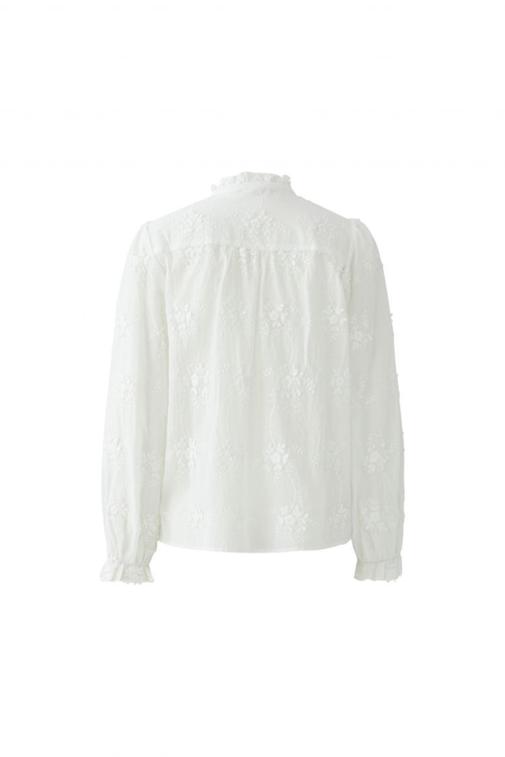 Cotton embroidered blouse by Oui in Cloud Dancer. A soft, feminine style with delicate detail, perfect for everyday and dressed-up looks. Shop at Dotique.