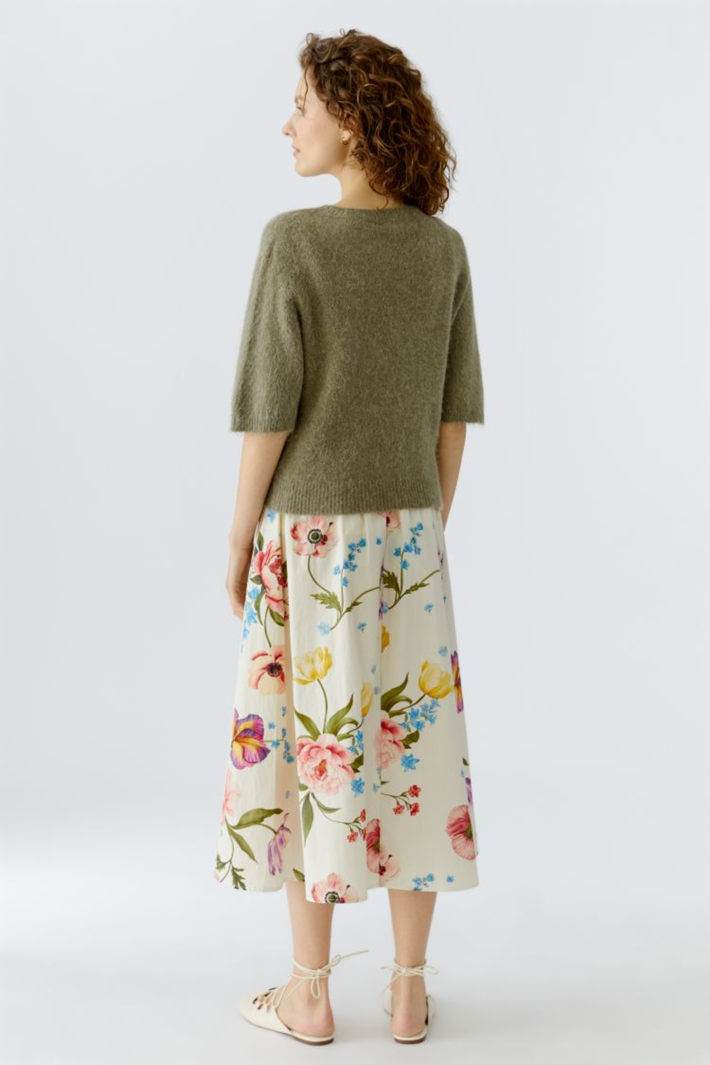 Soft alpaca-blend jumper by Oui in Green Garden. Lightweight, flattering and easy to wear with jeans or tailored trousers. Shop now at Dotique.