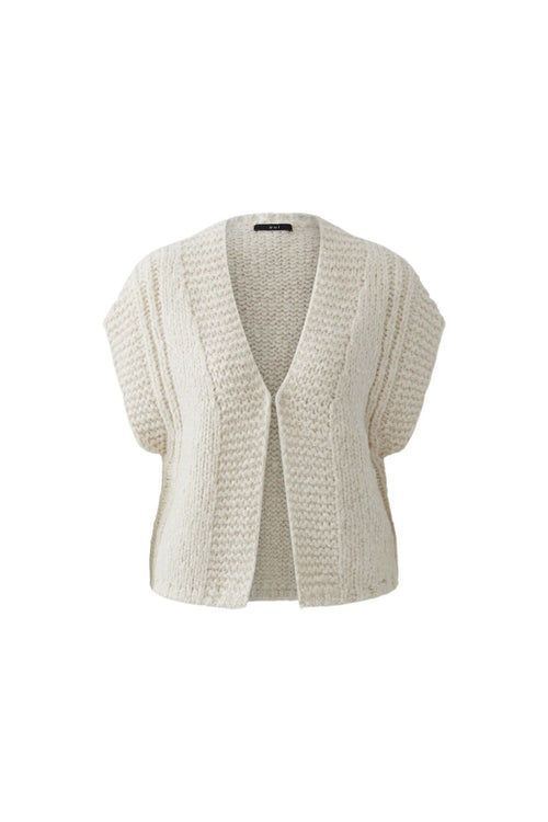 Oui 98009 Knitted Waistcoat Beige Melange, product image 1. Shop Oui at Dotique.