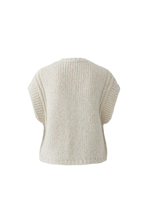 Oui 98009 Knitted Waistcoat Beige Melange, product image 2. Shop Oui at Dotique.