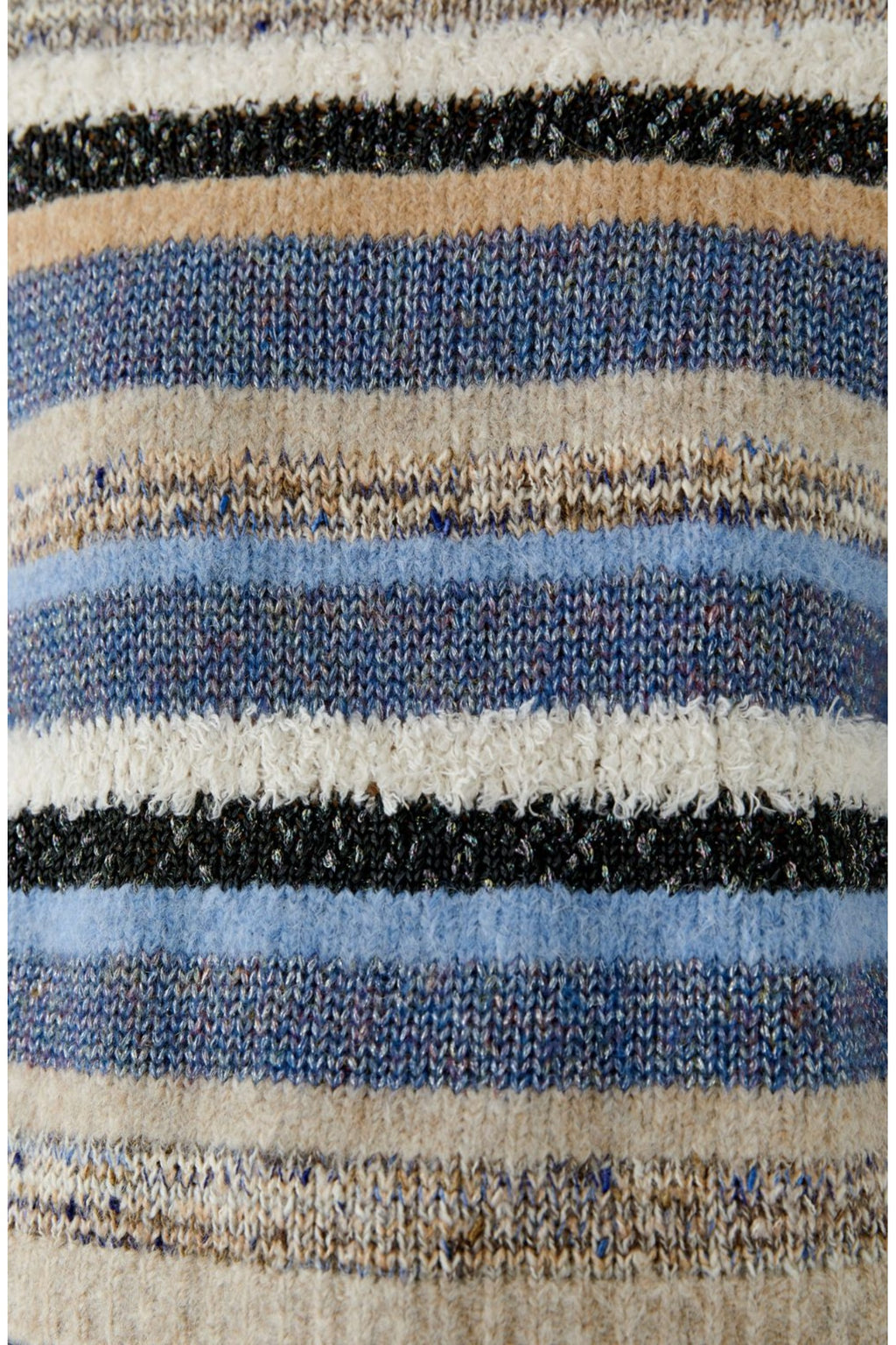 Oui 98069 Light Brown/Blue Striped Jumper, knit detail. Shop Oui at Dotique.