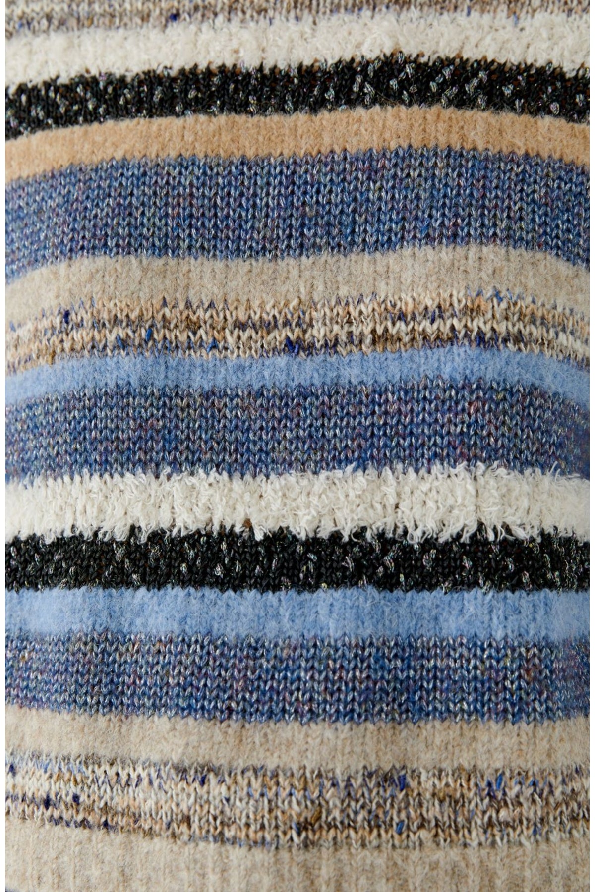 Oui 98069 Light Brown/Blue Striped Jumper, knit detail. Shop Oui at Dotique.