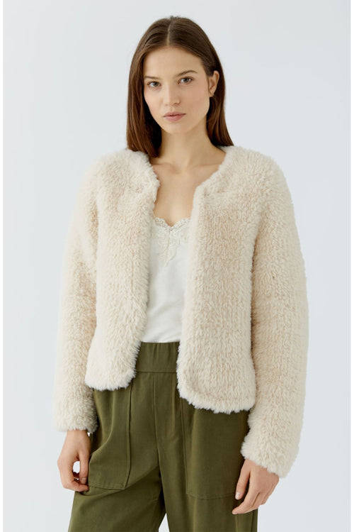 Oui 98071 Whitecap Grey Knit Jacket, front view. Shop Oui at Dotique.