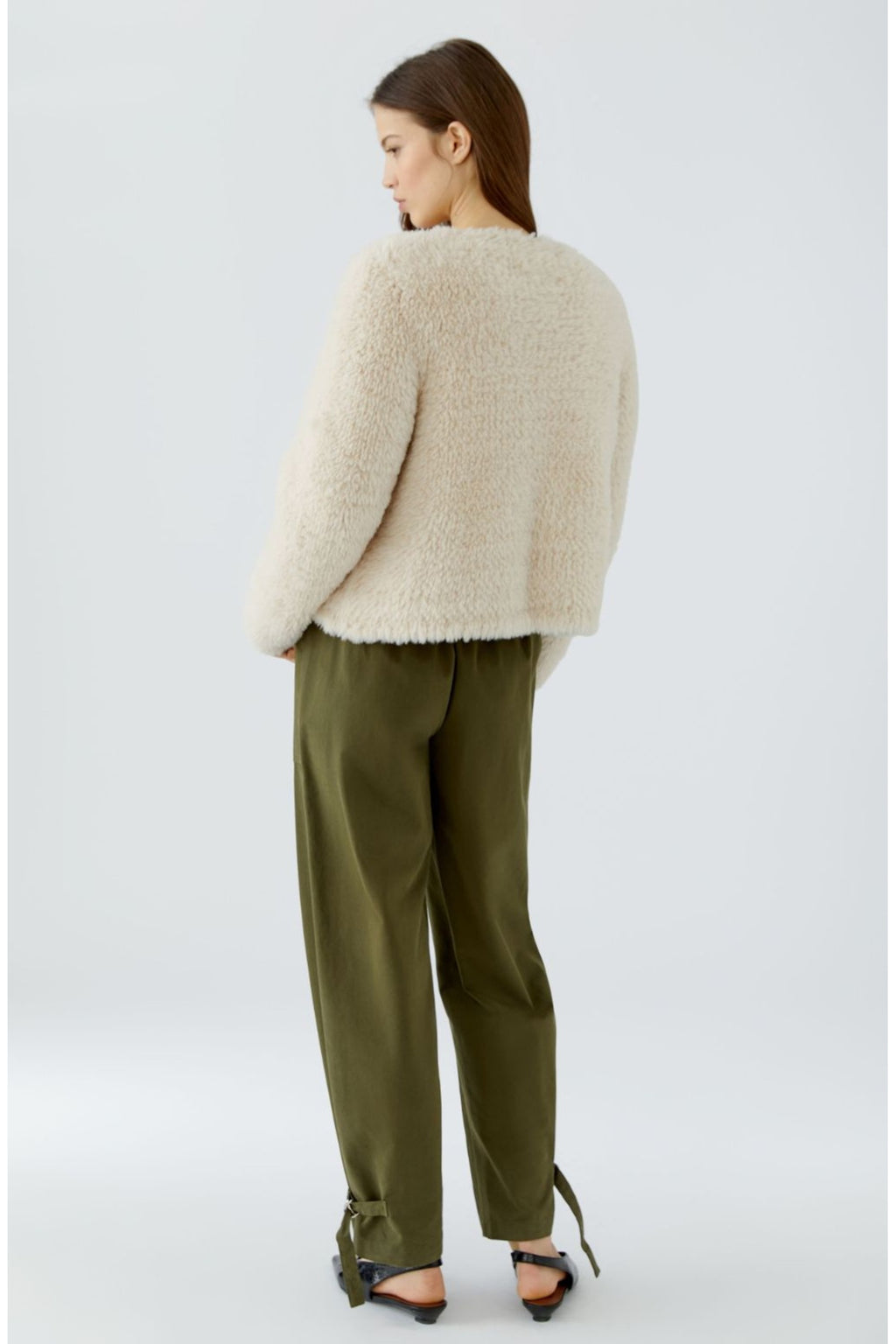 Oui 98071 Whitecap Grey Knit Jacket, back view. Shop Oui at Dotique.