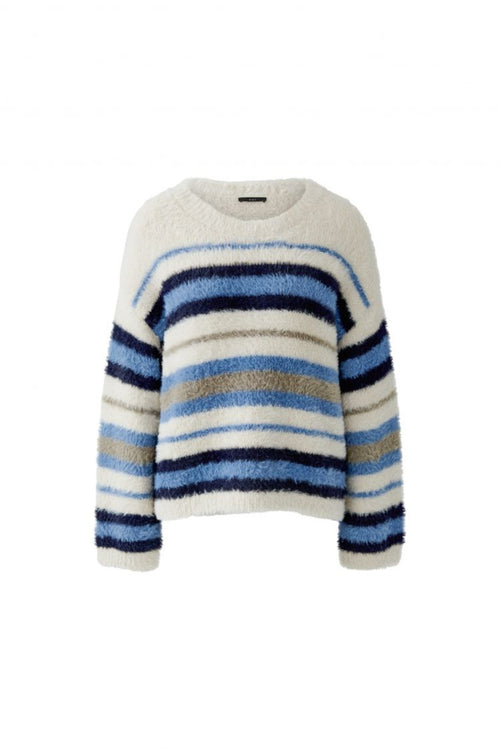 Oui 98977 White Blue Striped Jumper, product image 1. Shop Oui at Dotique.