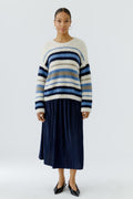 Oui 98977 White Blue Striped Jumper, product image 3. Shop Oui at Dotique.