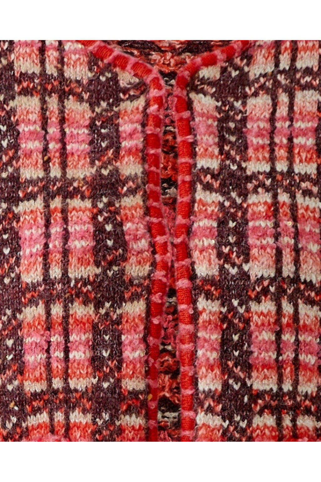 Oui 99765 Red Cardigan, knit and fastening detail. Shop Oui at Dotique.