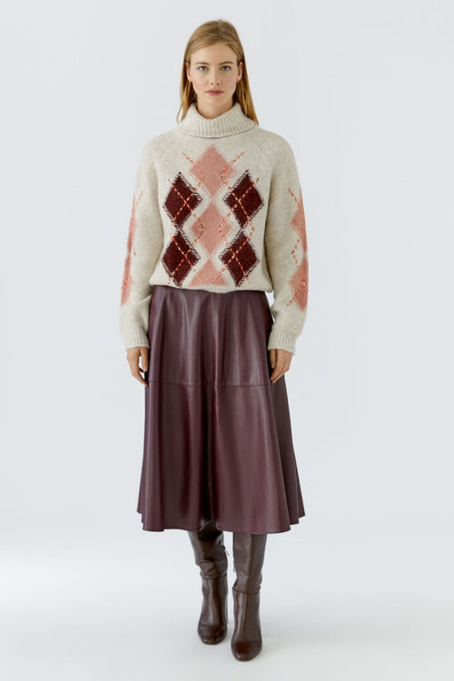 Oui 99850 Stone Red Jumper, full-length styling. Shop Oui at Dotique.