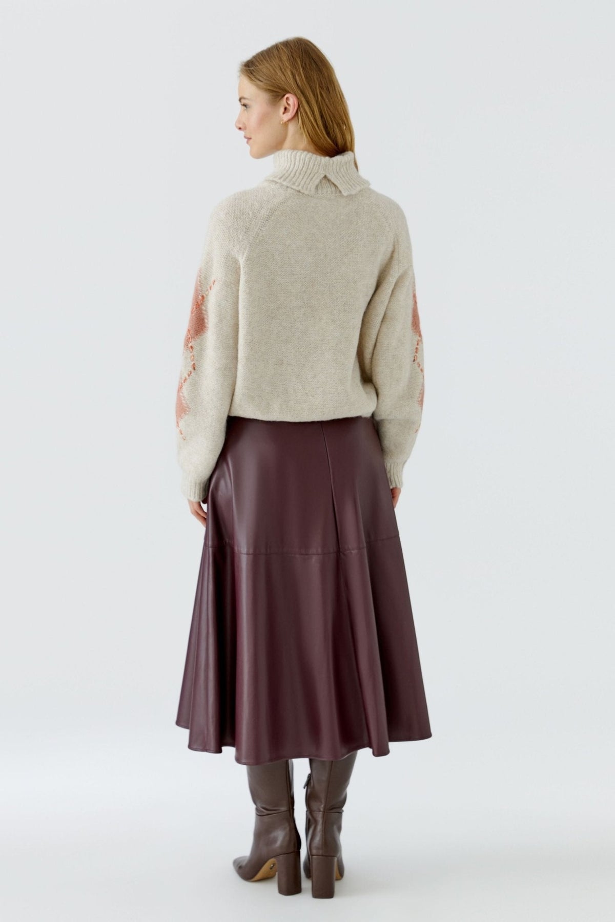 Oui 99850 Stone Red Jumper, back view. Shop Oui at Dotique.