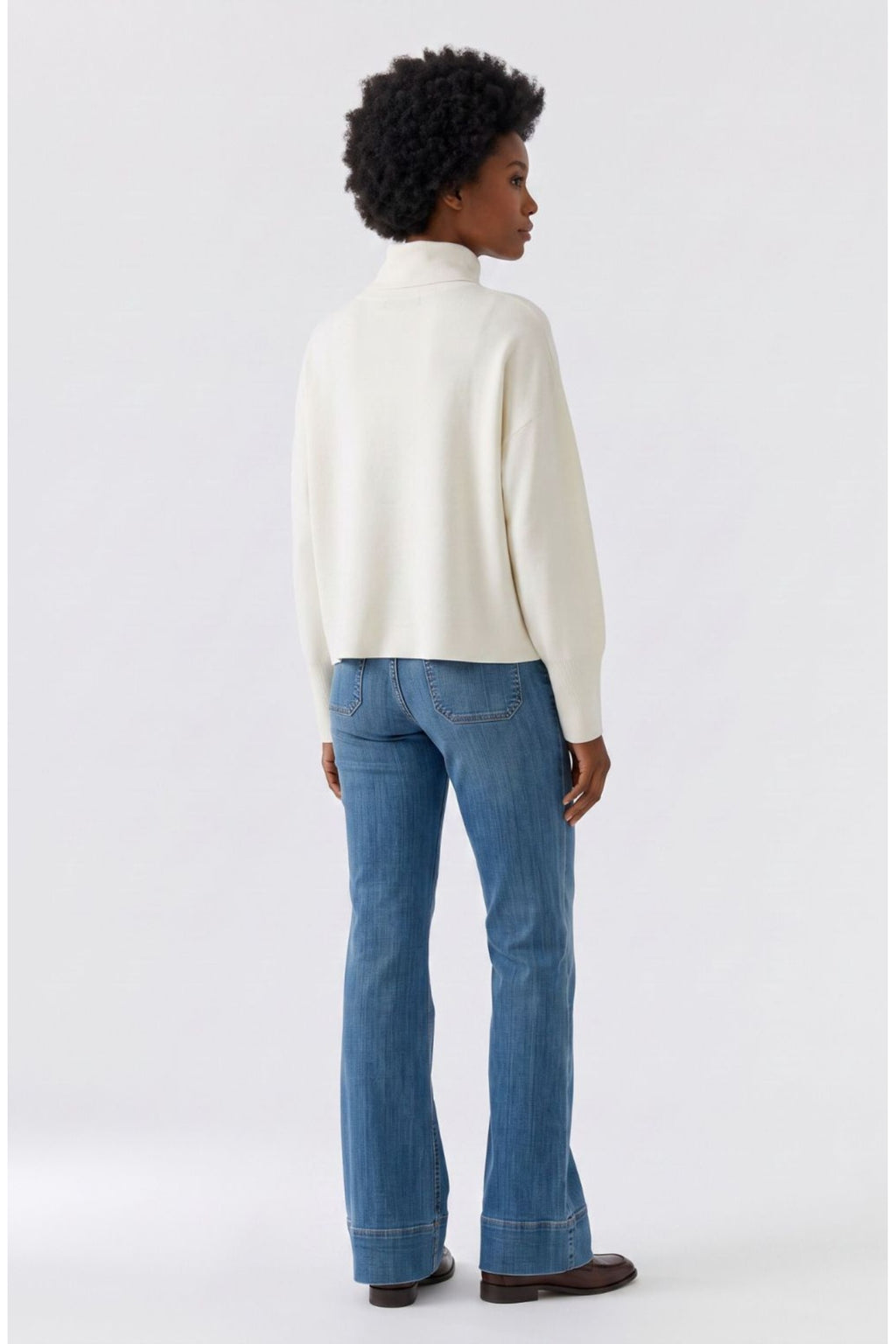 Oui 99858 Offwhite Jumper, back view. Shop Oui at Dotique.