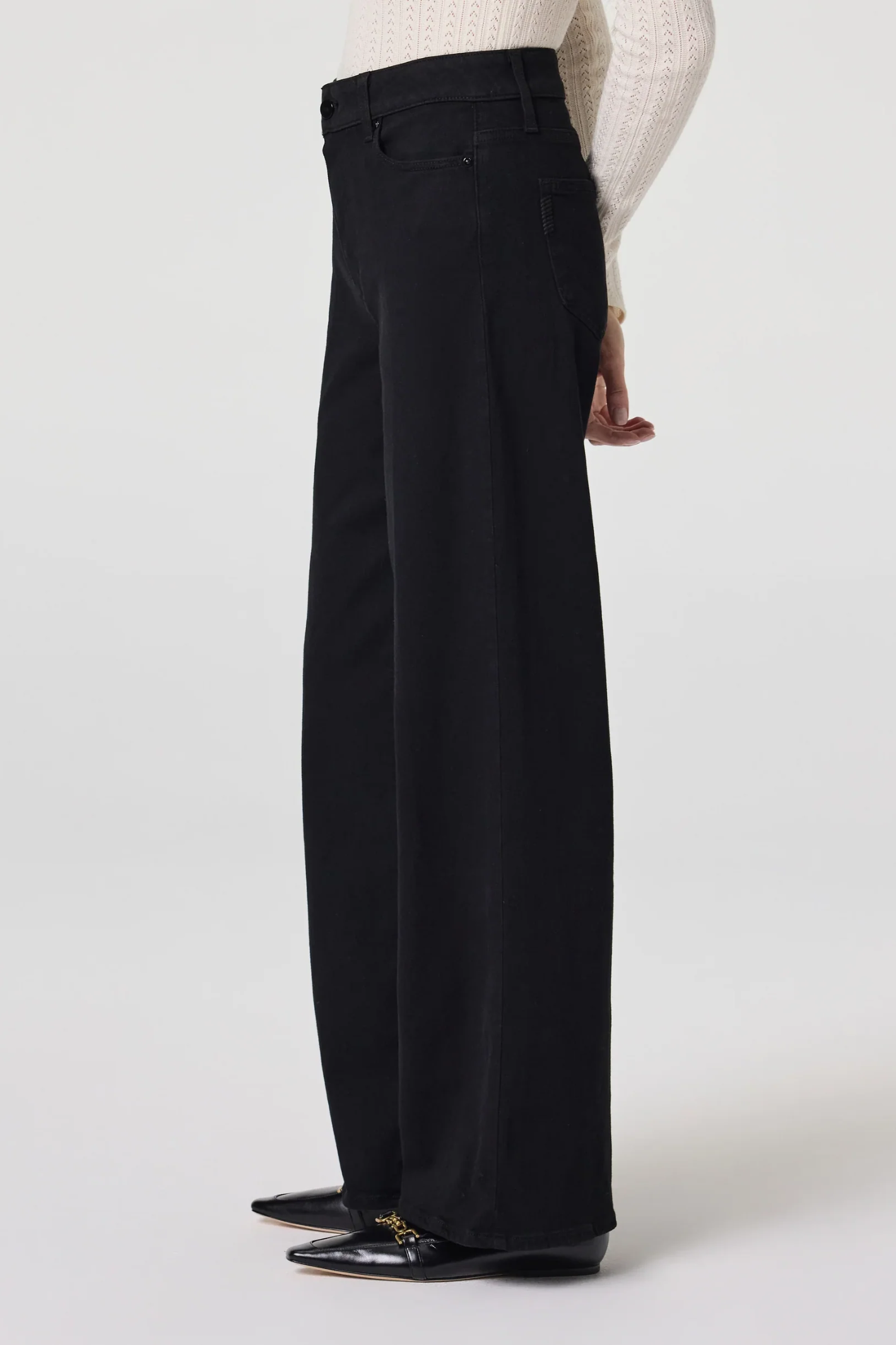 Paige Anessa 31 inch black shadow wide leg jeans with high rise from Dotique