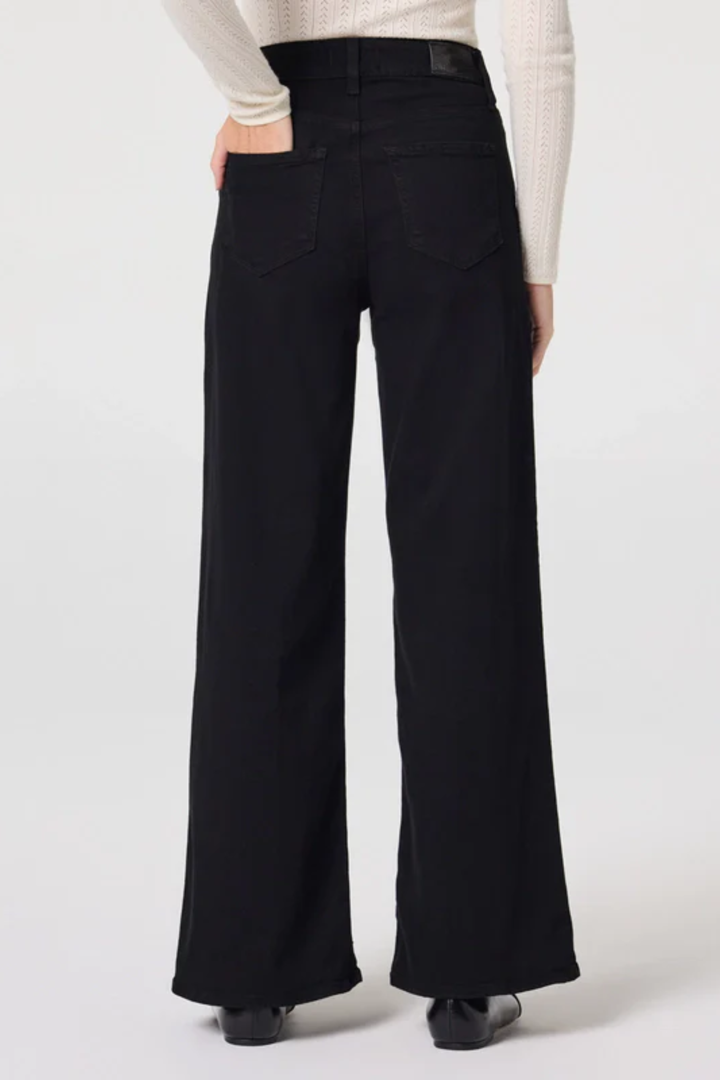Paige Anessa 31 inch black shadow wide leg jeans with high rise from Dotique
